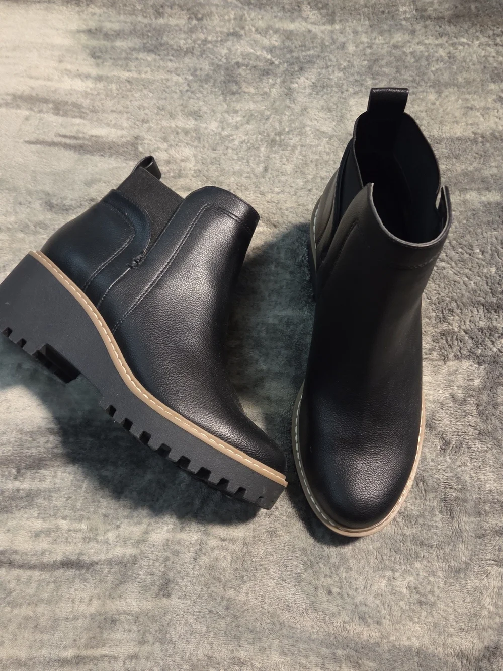 DV by Dolce Vita Black Lug Sole Chelsea Ankle Boots
